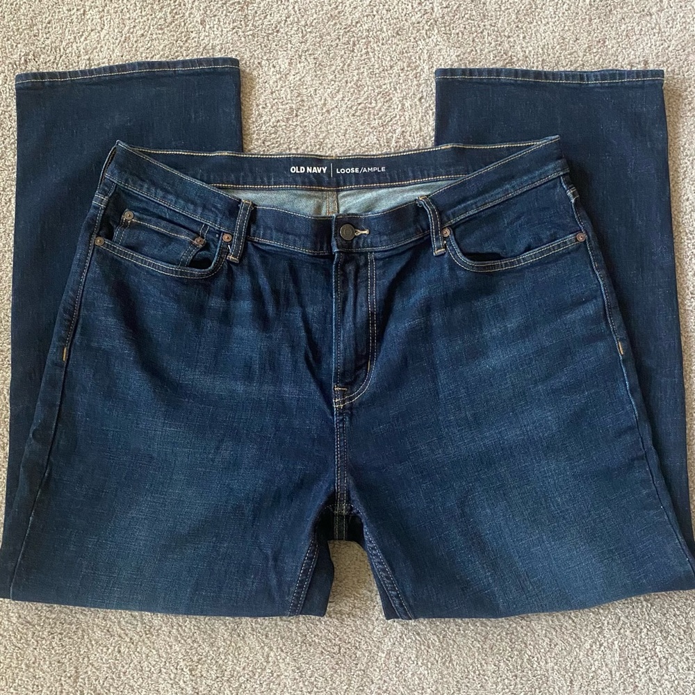 OLD NAVY • Men’s Dark Wash Loose/Ample Jeans with Stretch Size- 38 X 30